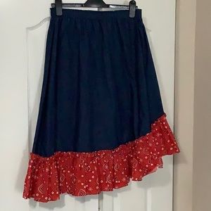 Vintage western denim ruffled skirt